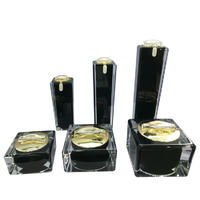 Various capacitry black cool square cosmetic jar and bottle
