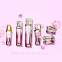 Luxury pink 30ml 50ml 100ml cosmetic glass container jar pump bottle