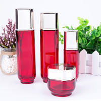 Luxury red 15g 20g face cream eye cream jar glass cosmetic bottle set