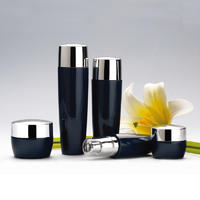 Eco-friendly black small glass cosmetic containers empty face cream jars and bottles